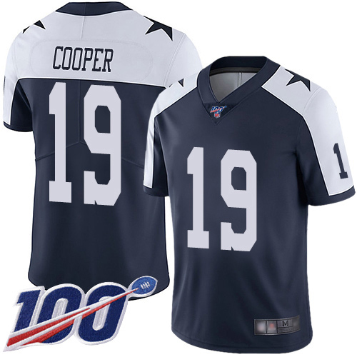 Men Dallas Cowboys Limited Navy Blue Amari Cooper Alternate #19 100th Season Vapor Untouchable Throwback NFL Jersey
